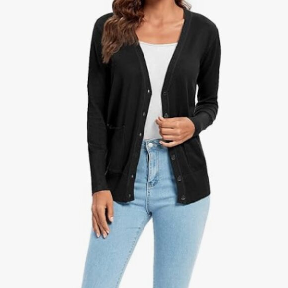 NEW Urban CoCo Women's Button Down Cardigan Sz L Pockets Lightweight Knit - Picture 3 of 10